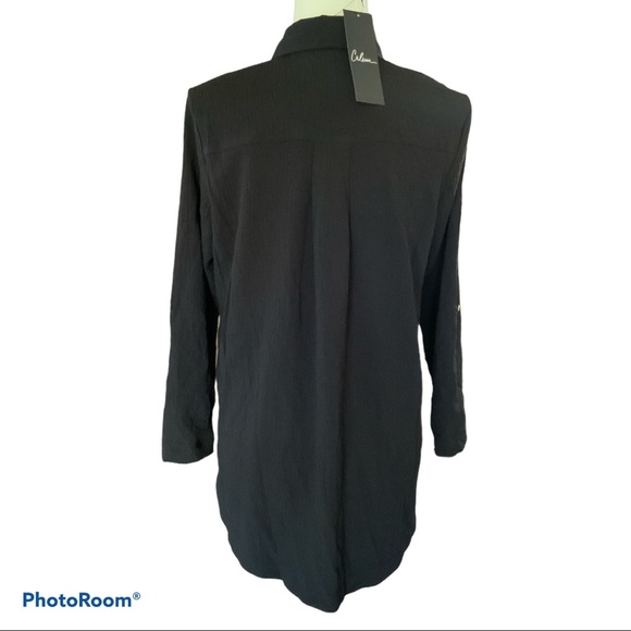 Calessa Black Multicolor Bohemian long sleeve embroidered button down shirt S - Picture 5 of 16